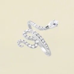 Bague Large SNAKY - Cristal / Argenté