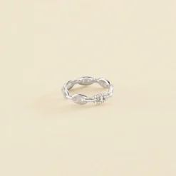 Bague Fine ETREINTE - Cristal / Argenté