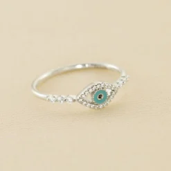 Bague Fine LUCKY EYE - Turquoise / Argenté
