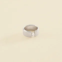 Bague Large JADE - Cristal / Argenté