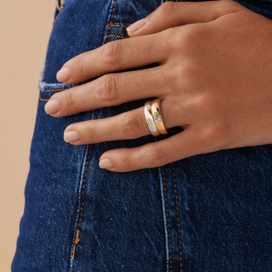 Bague Large DUA - Argenté / Doré 2 Bague Large DUA - Argenté / Doré – Image 2