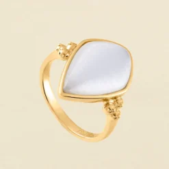 Bague Fine CREPUSCULE - Blanc / Doré