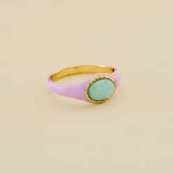 Bague Fine ARLEQUIN - Mauve / Doré