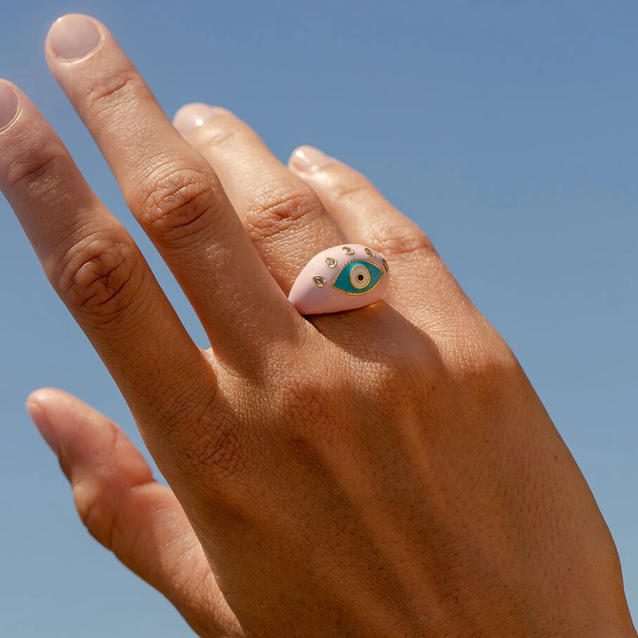 Bague Large CYCLADES - Rose Pâle/ Doré 2 Bague Large CYCLADES - Rose Pâle/ Doré – Image 2