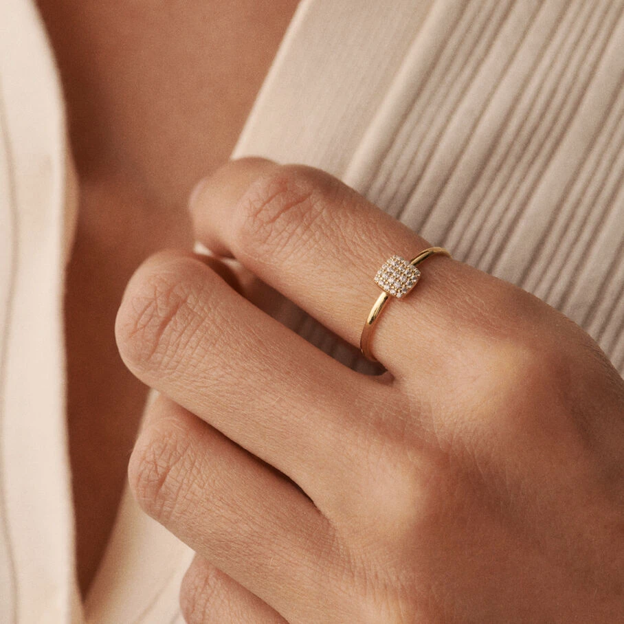 Bague Fine GLORIA - Cristal / Doré 2 Bague Fine GLORIA - Cristal / Doré – Image 2