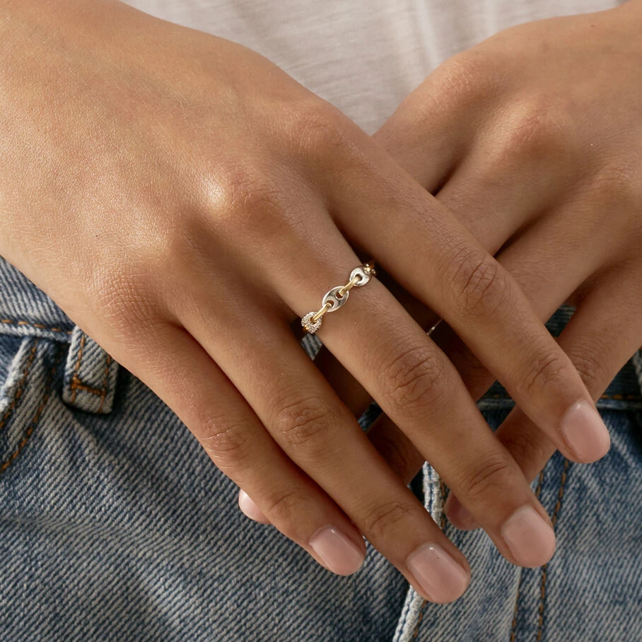 Bague Fine ETREINTE - Argenté / Doré 2 Bague Fine ETREINTE - Argenté / Doré – Image 2