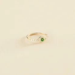 Bague Fine LUCKY EYE - Vert / Doré