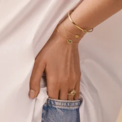 Bague Fine LUCKY EYE - Vert / Doré 5 Bague Fine LUCKY EYE - Vert / Doré -Boutique De Bijoux De Mode 02290027 658 58 M2