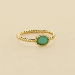 Bague Fine ATMA - Amazonite/ Jaune