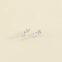 Boucles D'oreilles Puces SOL - Cristal / Argenté