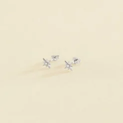 Boucles D'oreilles Puces OURSE - Cristal / Argenté