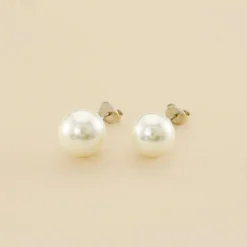 Boucles D'oreilles Puces PERL - Perle / Argenté