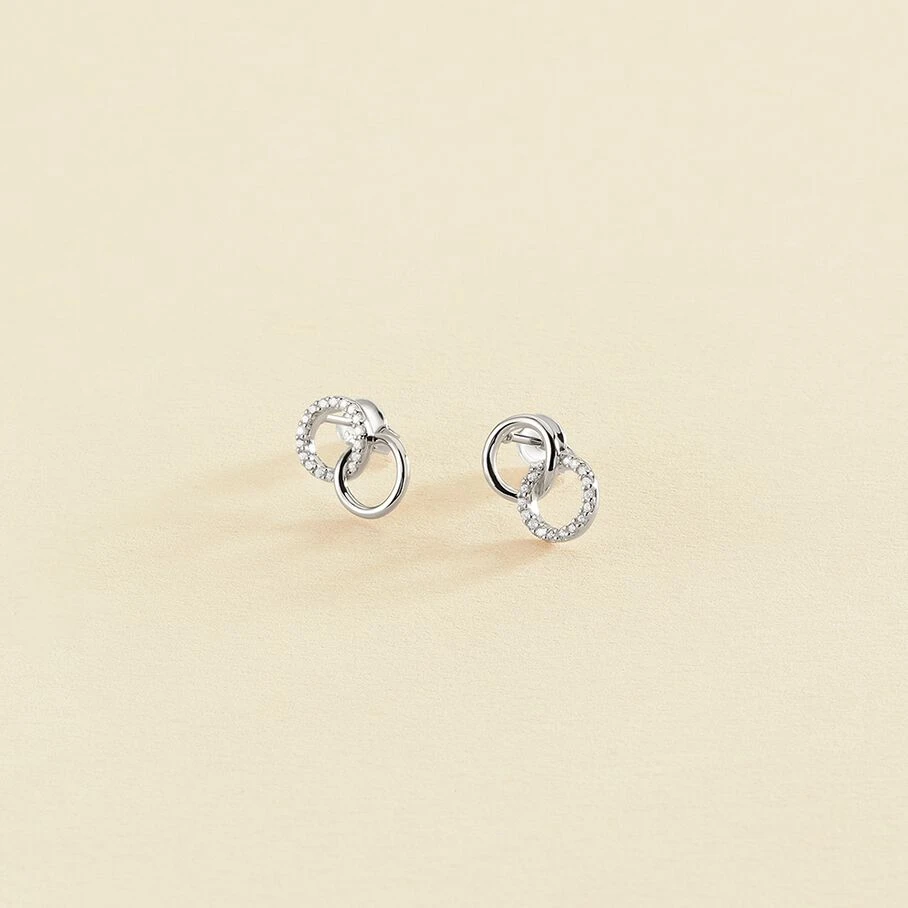 Boucles D'oreilles Puces RONDOU - Cristal / Argenté 1 Boucles D'oreilles Puces RONDOU - Cristal / Argenté