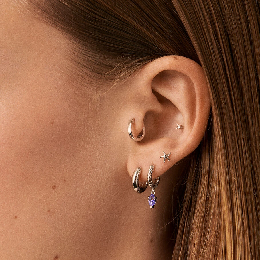 Piercing Créole MAMBA - Lavande / Argenté 2 Piercing Créole MAMBA - Lavande / Argenté – Image 2