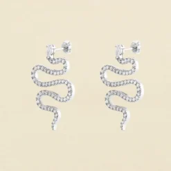 Boucles D'oreilles Pendantes SNAKY - Cristal / Argenté