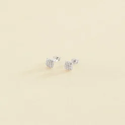Boucles D'oreilles Puces GLORIA - Cristal / Argenté