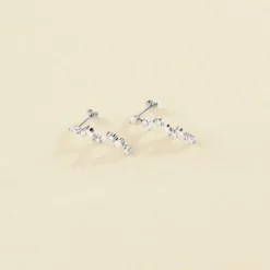 Boucles D'oreilles Pendantes PLEIADES - Cristal / Argenté