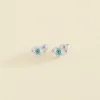 Boucles D'oreilles Puces LUCKY EYE - Turquoise / Argenté