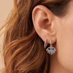 Créoles LUCKY EYE - Turquoise / Argenté -Boutique De Bijoux De Mode 02321271 650 TU M2