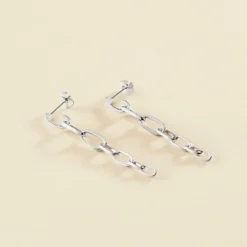 Boucles D'oreilles Pendantes CHAIN - Argenté