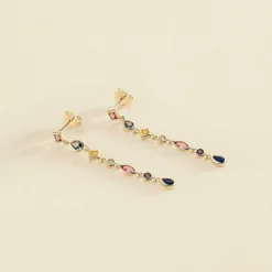 Boucles D'oreilles Pendantes CASCADA - Multicolore / Doré