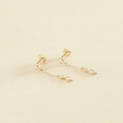 Boucles D'oreilles Pendantes ARISTA - Cristal / Doré