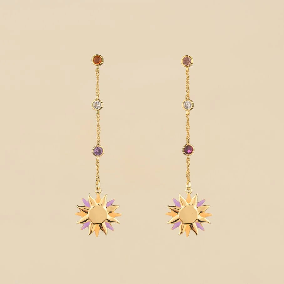 Boucles D'oreilles Pendantes RODEO - Multicolore / Doré 2 Boucles D'oreilles Pendantes RODEO - Multicolore / Doré – Image 2