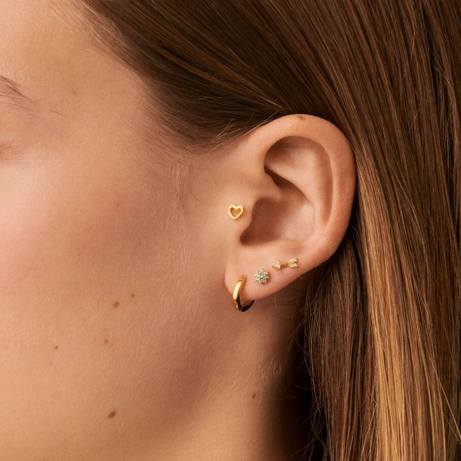 Piercing Puce FLEURIE - Turquoise / Doré 2 Piercing Puce FLEURIE - Turquoise / Doré – Image 2