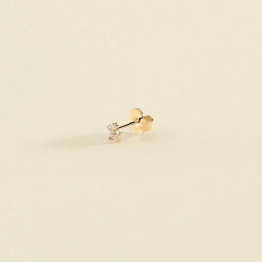 Piercing Puce FLOR6 - Cristal / Doré 1 Piercing Puce FLOR6 - Cristal / Doré