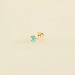 Piercing Puce FLOR6 - Turquoise / Doré