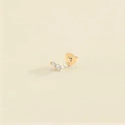 Piercing Puce CROISSAN - Cristal / Doré