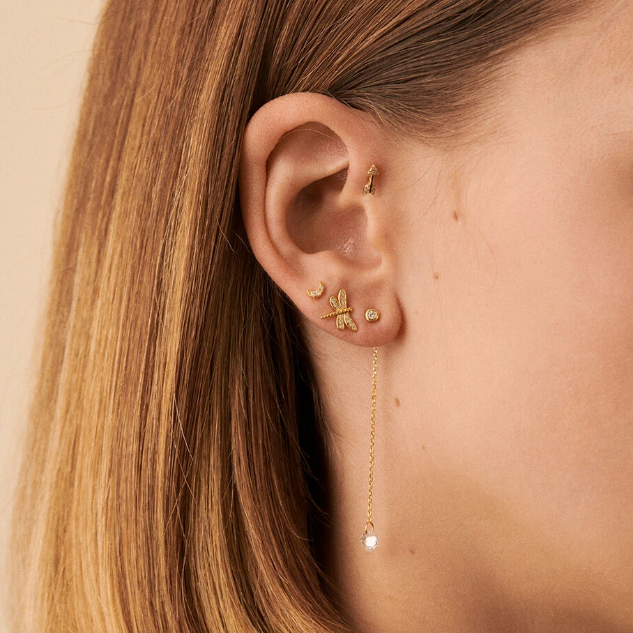 Piercing Puce LUNITA - Cristal / Doré 2 Piercing Puce LUNITA - Cristal / Doré – Image 2