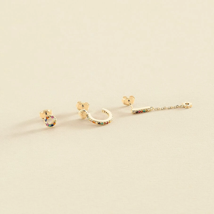 Piercing Puce RAINBOW - Multicolore / Doré 1 Piercing Puce RAINBOW - Multicolore / Doré