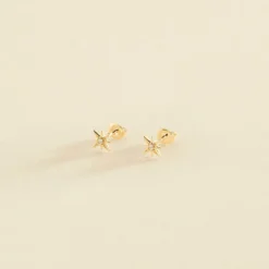 Boucles D'oreilles Puces OURSE - Cristal / Doré