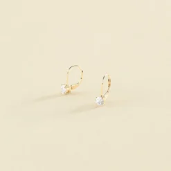 Boucles D'oreilles Pendantes SOL - Cristal / Doré