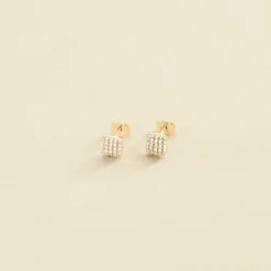 Boucles D'oreilles Puces GLORIA - Cristal / Doré