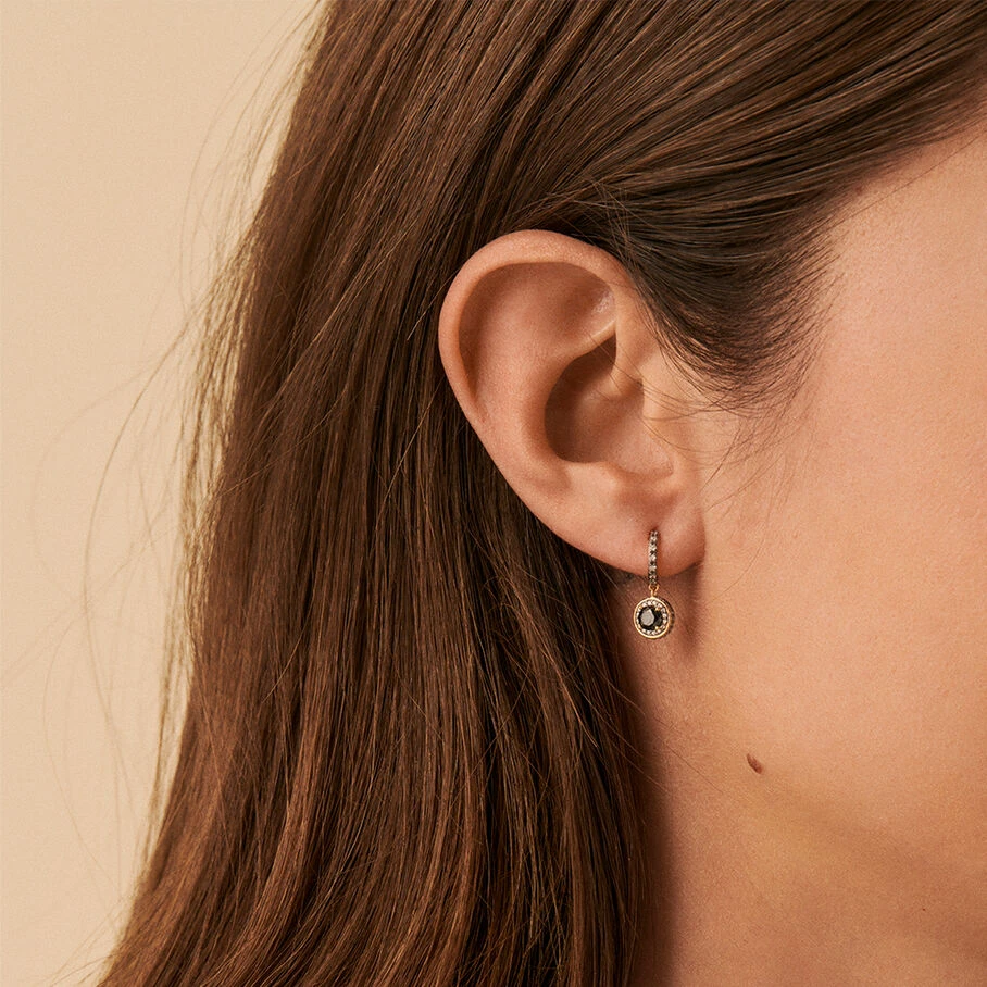 Créoles IMPERIAL - Noir / Doré 2 Créoles IMPERIAL - Noir / Doré – Image 2