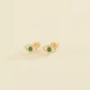Boucles D'oreilles Puces LUCKY EYE - Vert / Doré