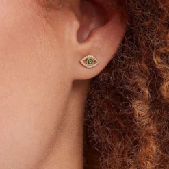 Boucles D'oreilles Puces LUCKY EYE - Vert / Doré 5 Boucles D'oreilles Puces LUCKY EYE - Vert / Doré -Boutique De Bijoux De Mode 02390790 658 TU M2