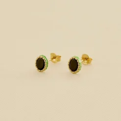Boucles D'oreilles Puces ATMA - Onyx/ Vert