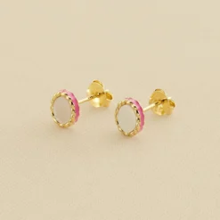Boucles D'oreilles Puces ATMA - Nacre /rose
