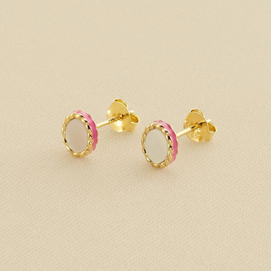 Boucles D'oreilles Puces ATMA - Nacre /rose 1 Boucles D'oreilles Puces ATMA - Nacre /rose