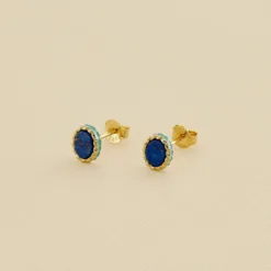 Boucles D'oreilles Puces ATMA - Lapis/ Bleu