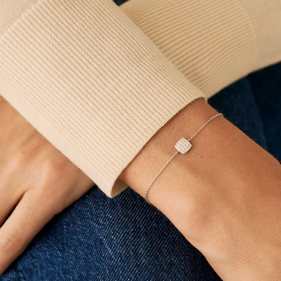 Bracelet Souple GLORIA - Cristal / Argenté 2 Bracelet Souple GLORIA - Cristal / Argenté – Image 2