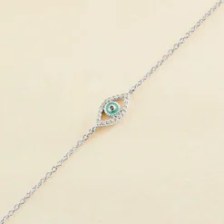 Bracelet Souple LUCKY EYE - Turquoise / Argenté
