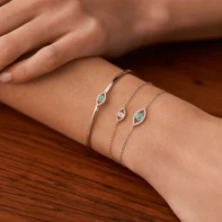 Bracelet Souple LUCKY EYE - Turquoise / Argenté -Boutique De Bijoux De Mode 02420755 650 TU M2