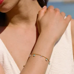 Bracelet Souple CYCLADES - Turquoise / Doré -Boutique De Bijoux De Mode 02480272 731 TU M2