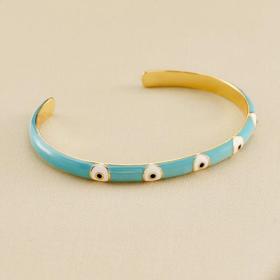 Jonc CYCLADES - Turquoise / Doré 1 Jonc CYCLADES - Turquoise / Doré