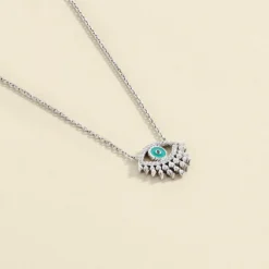 Collier Mi-long LUCKY EYE - Turquoise / Argenté