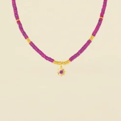 Collier Ras Du Cou BAIA - Fuchsia / Doré